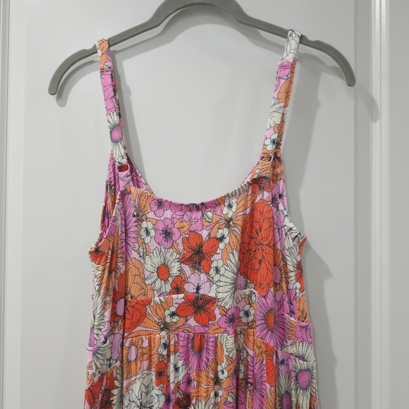 TORRID Super Soft Knit Jersey Floral Pink Orange Tiered Maxi Dress, Size 00, M/L - Picture 7 of 14